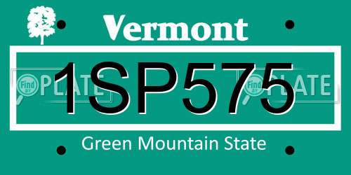1SP575 Vermont License Plate