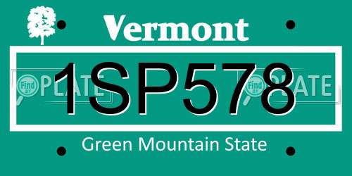 1SP578 Vermont License Plate