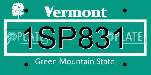 1SP831 Vermont License Plate