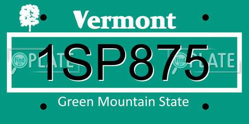 1SP875 Vermont License Plate