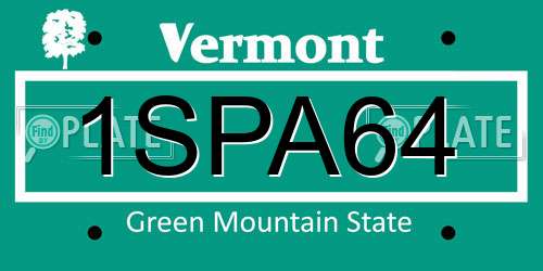 1SPA64 Vermont License Plate