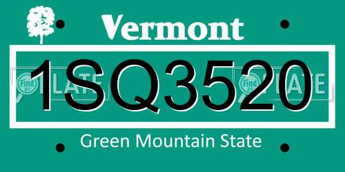 1SQ3520 Vermont License Plate