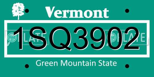 1SQ3902 Vermont License Plate