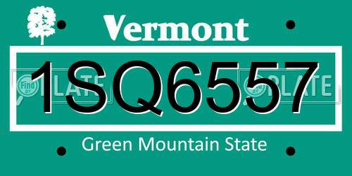 1SQ6557 Vermont License Plate
