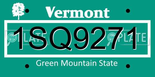 1SQ9271 Vermont License Plate