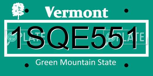1SQE551 Vermont License Plate