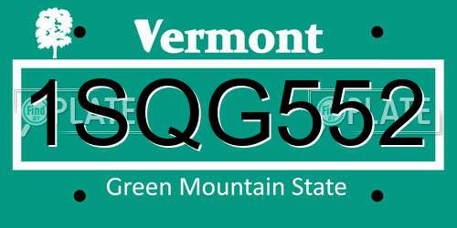 1SQG552 Vermont License Plate