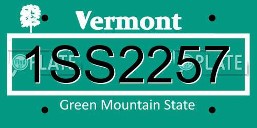 1SS2257 Vermont License Plate