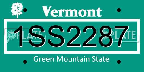 1SS2287 Vermont License Plate