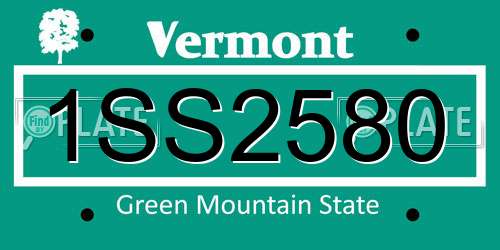 1SS2580 Vermont License Plate