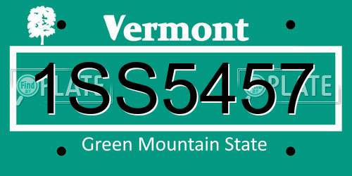 1SS5457 Vermont License Plate