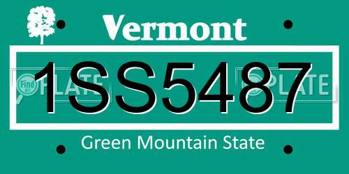 1SS5487 Vermont License Plate