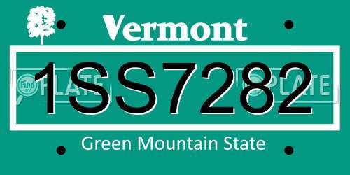 1SS7282 Vermont License Plate