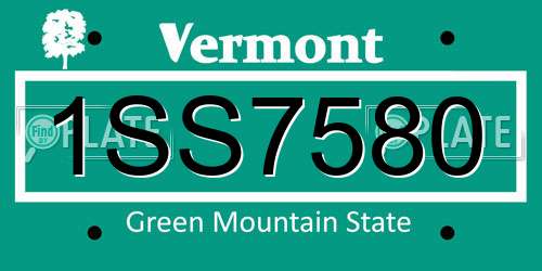 1SS7580 Vermont License Plate