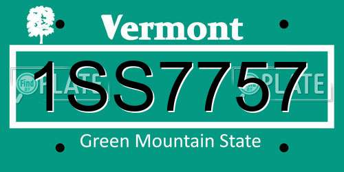 1SS7757 Vermont License Plate