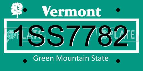 1SS7782 Vermont License Plate