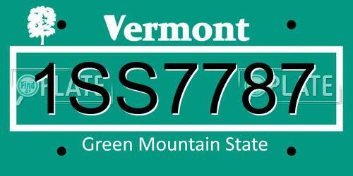1SS7787 Vermont License Plate