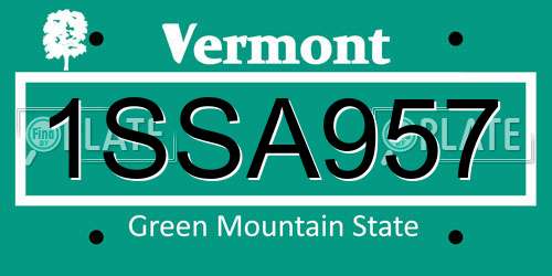 1SSA957 Vermont License Plate