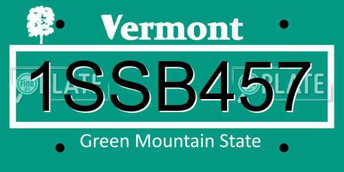 1SSB457 Vermont License Plate