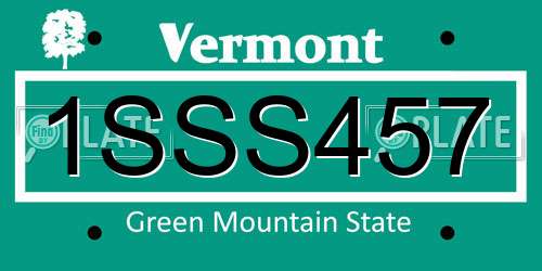 1SSS457 Vermont License Plate