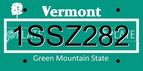 1SSZ282 Vermont License Plate