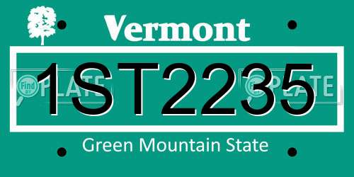1ST2235 Vermont License Plate