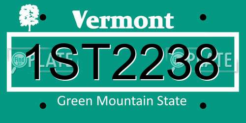 1ST2238 Vermont License Plate