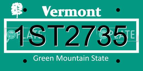 1ST2735 Vermont License Plate