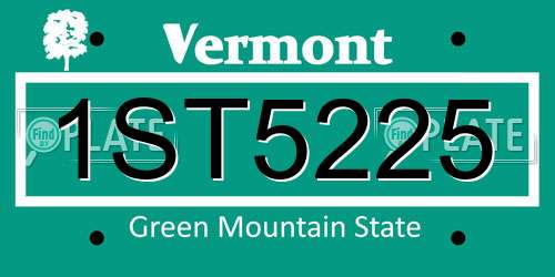 1ST5225 Vermont License Plate