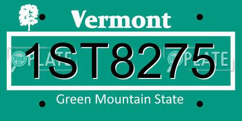 1ST8275 Vermont License Plate