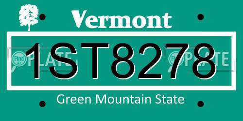 1ST8278 Vermont License Plate