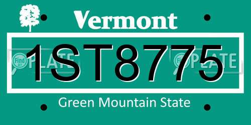1ST8775 Vermont License Plate