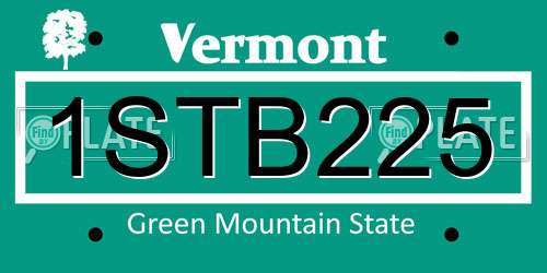 1STB225 Vermont License Plate