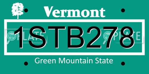1STB278 Vermont License Plate