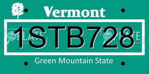 1STB728 Vermont License Plate