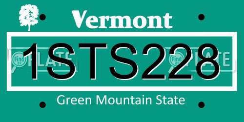 1STS228 Vermont License Plate