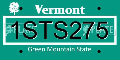 1STS275 Vermont License Plate