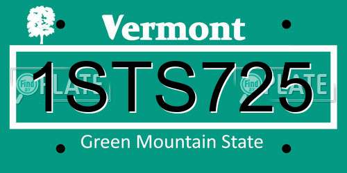 1STS725 Vermont License Plate