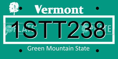 1STT238 Vermont License Plate
