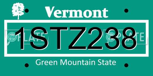 1STZ238 Vermont License Plate