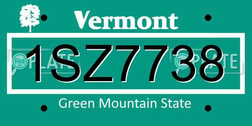 1SZ7738 Vermont License Plate