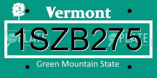 1SZB275 Vermont License Plate