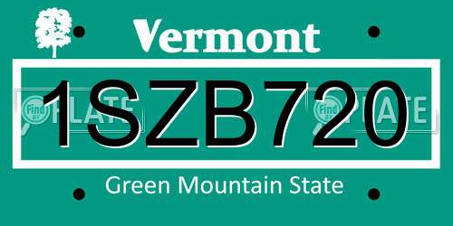 1SZB720 Vermont License Plate