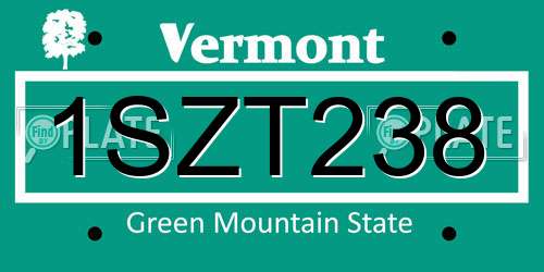 1SZT238 Vermont License Plate