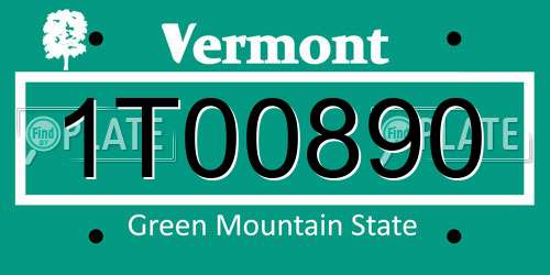 1T00890 Vermont License Plate