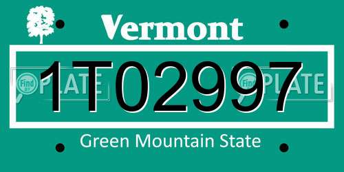 1T02997 Vermont License Plate