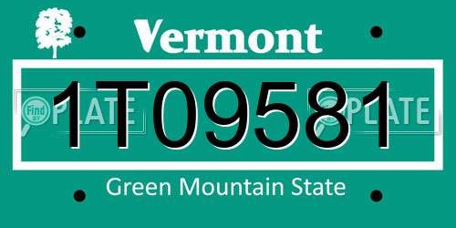 1T09581 Vermont License Plate