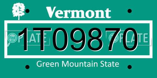 1T09870 Vermont License Plate