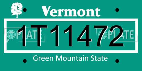 1T11472 Vermont License Plate