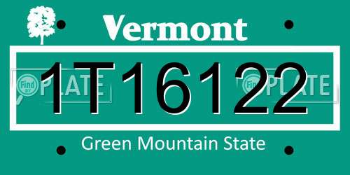 1T16122 Vermont License Plate